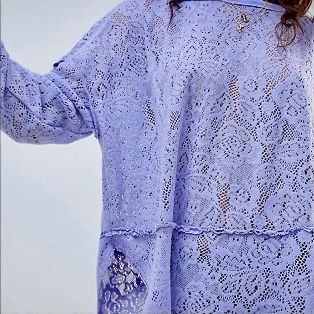 Free People ‘Not Cold In This Top’ Lace Long-Sleeve Top in Lavender Purple Small